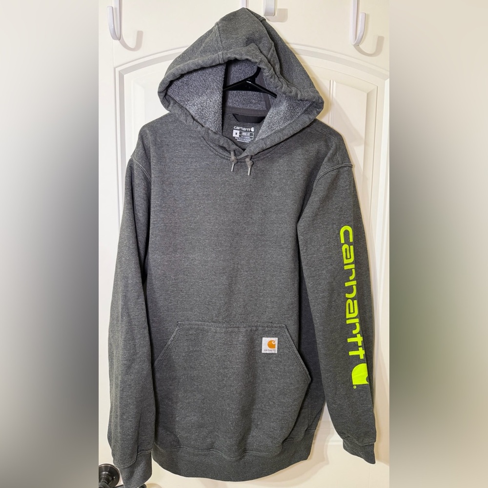 Carhartt Men's Loose Fit Midweight Logo Sleeve Graphic Sweatshirt Hoodie Medium